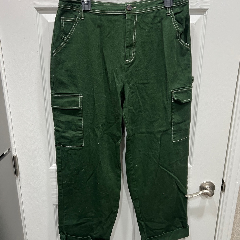 Sandy Liang Dark Green Wide Leg Jeans